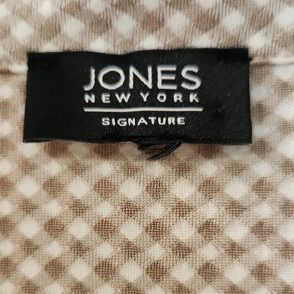 Jones New York Tan Checkered Blouse Women's Size Large - Picture 2 of 5